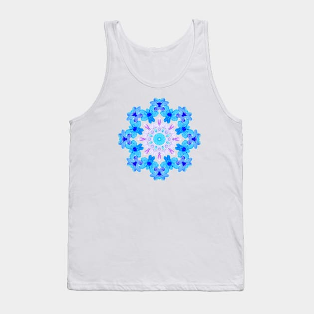 Flower Mandala Violet Blue Watercolor Floral Art Tank Top by Boriana Giormova